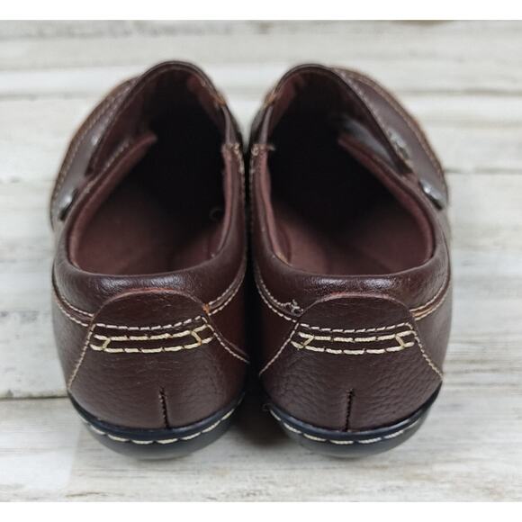 CLARKS BENDABLES Ashland Lane Brown Pebbled Leather Slip-On Flats Size 6 XW - Picture 2 of 8
